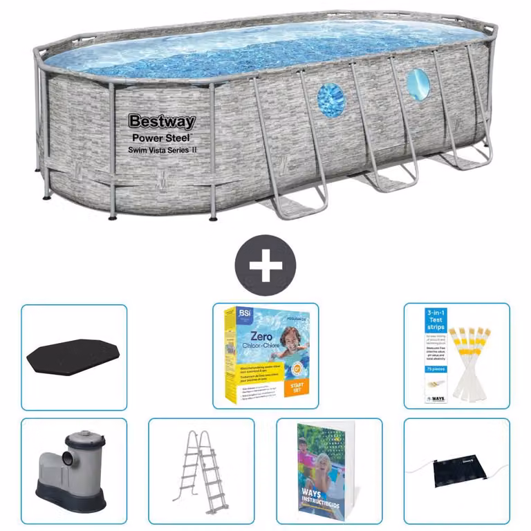 Bestway Power Steel, piscina ovale - 549x274x122 cm - composta da 6 parti, modello S582