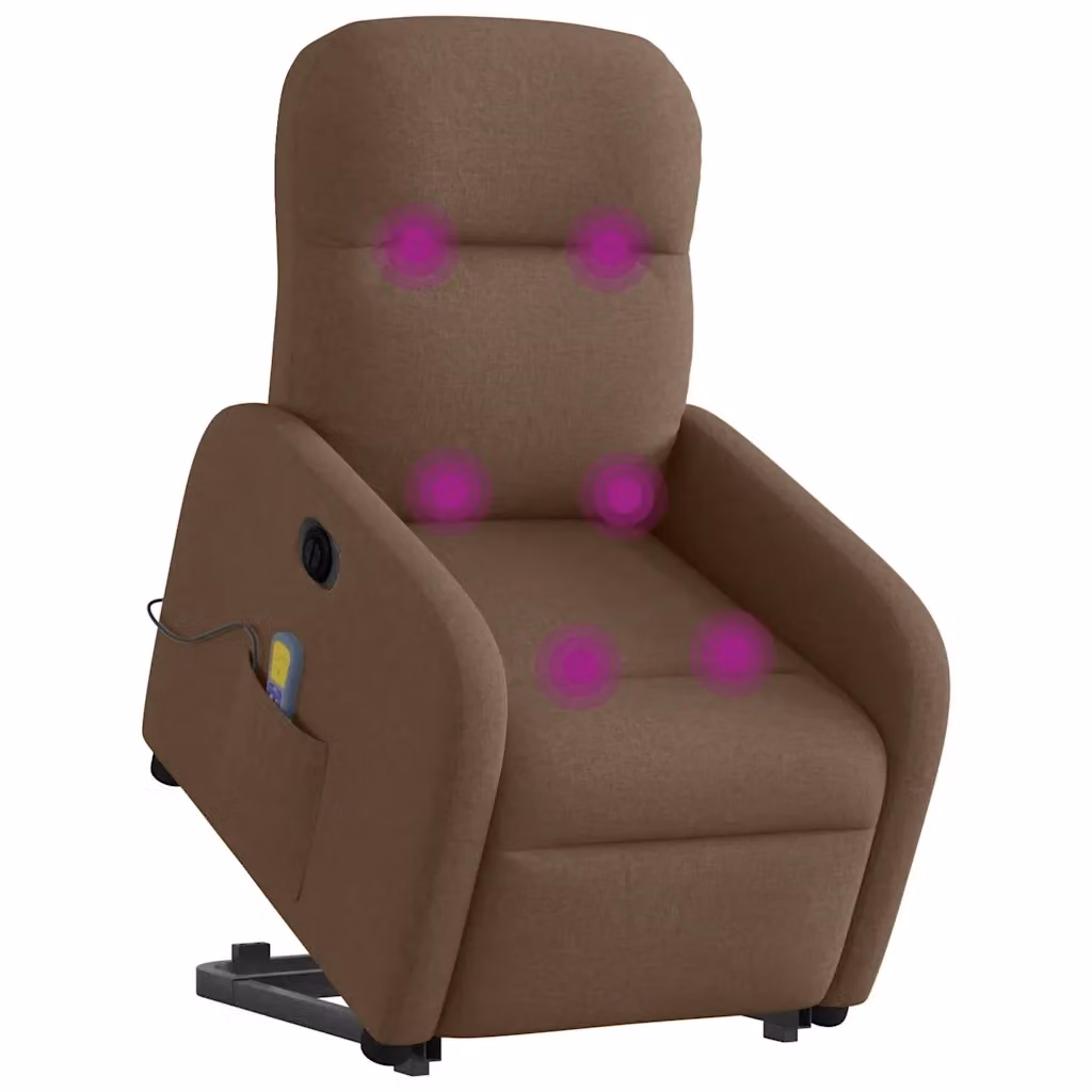 Poltrona Alzapersona Elettrica vidaXL Marrone in Tessuto con Supporto per Senior – 2