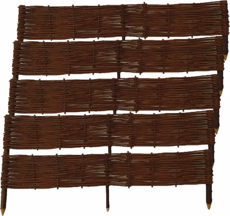 Set di 5 Palizzate in Salice 100x20 cm – Recinzione in Vimini Naturale per Aiuole e Bordo Prato