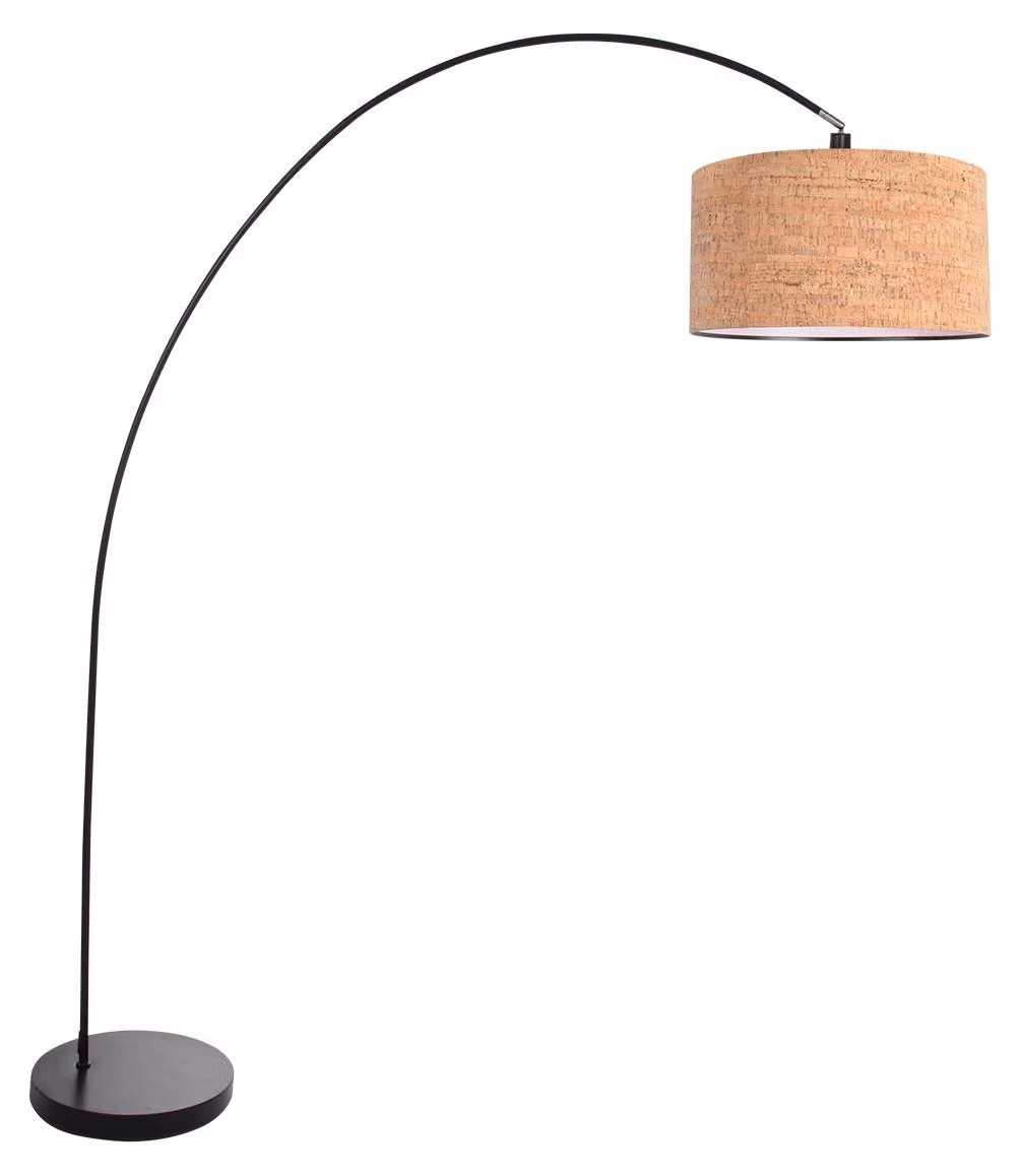 Lampada da terra - naturale nero - Solva - metallo tessile - Ø 40cm - E27 - 4345ZW - Mexlite