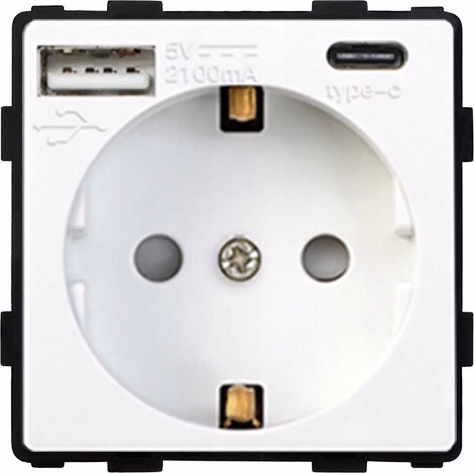 Inserto per presa multipla 230 V bianco con caricatore USB A C RTX SH