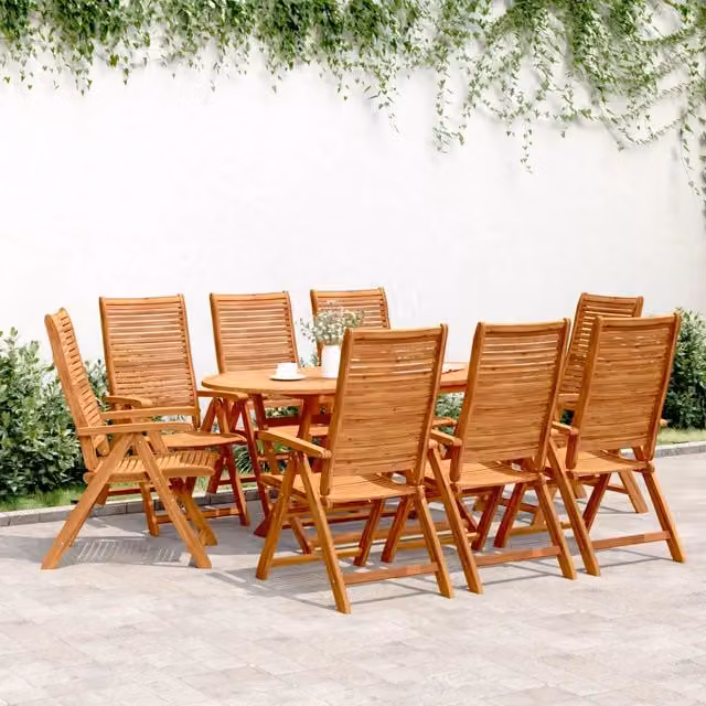 Sedie pieghevoli reclinabili, 8 pezzi, 56x72x107 cm, in legno massello di acacia 3214479