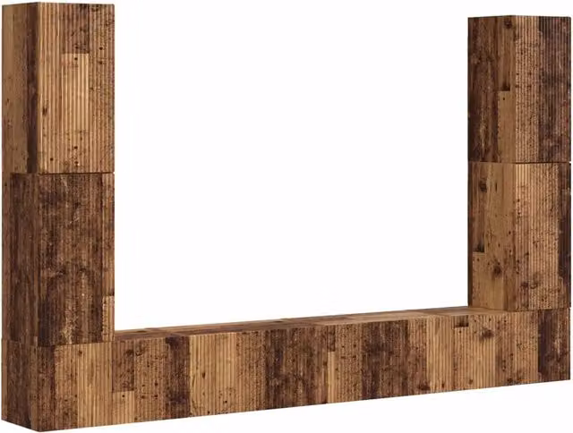 Set mobile TV 8 pz | Armadietto TV | Mobile Porta TV Legno vecchio Legno multistrato