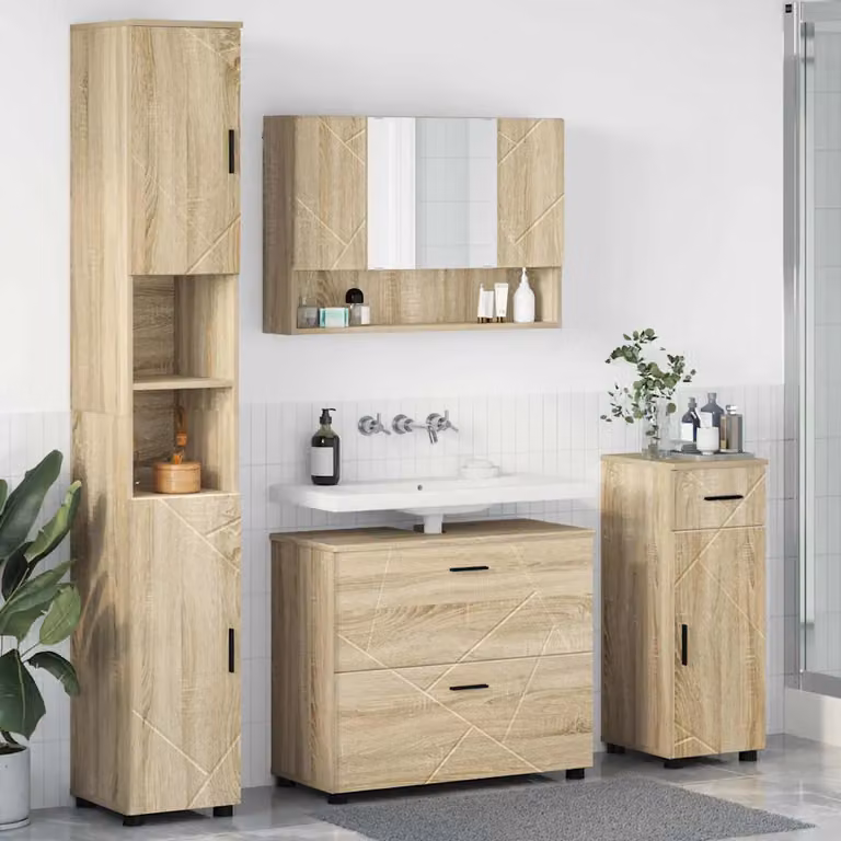 Set di mobili per il bagno vidaXL 4 pezzi marrone L/P/H: 35 x 30 x 192 cm