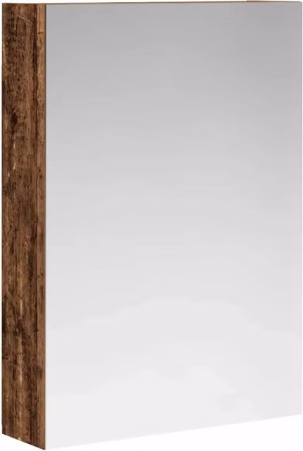 Mobiletto per specchio da bagno in legno vecchio marrone con ante a battente e ripiani interni, L 50 cm x P 14,5 cm x H 70 cm