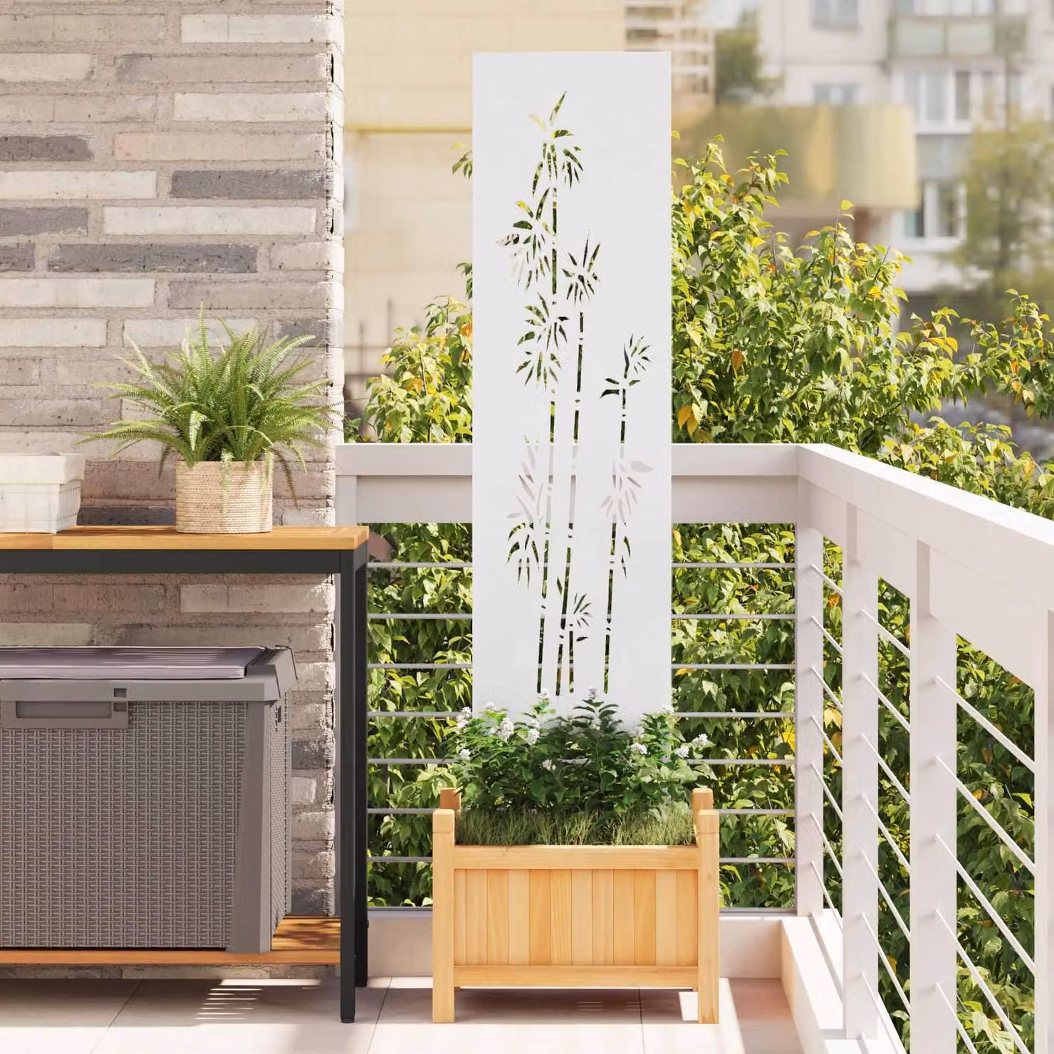Schermo per privacy in giardino Floreale Bianco 32 x 140 cm