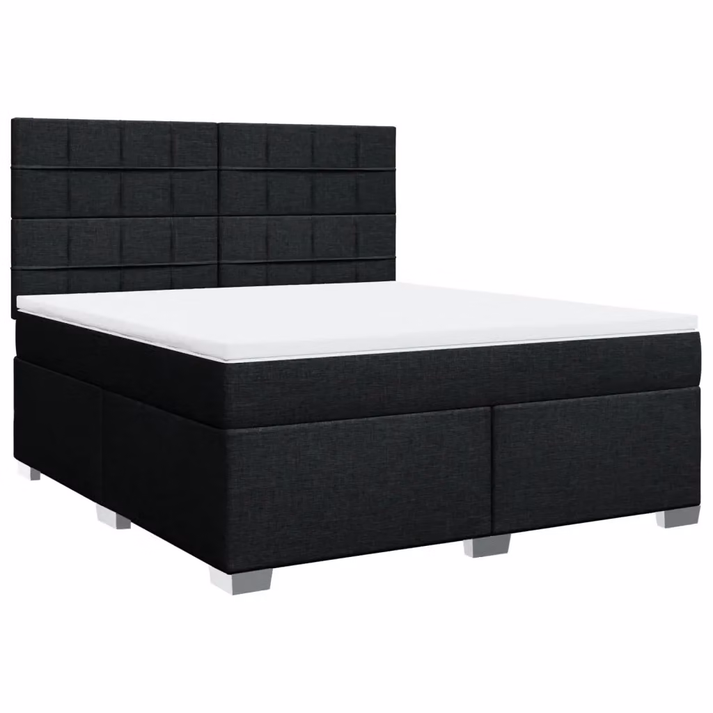 Letto con Giroletto a Molle e Materasso Ibrido vidaXL, Colore Nero e Bianco, L 180 x P 200 cm – 2