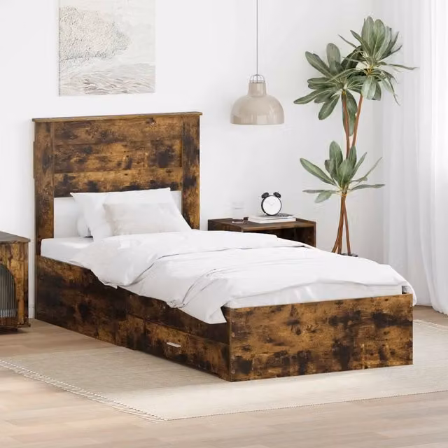 Struttura del letto con cassetto con testiera-Letto con Cassetti e Testiera Legno multistrato 953426