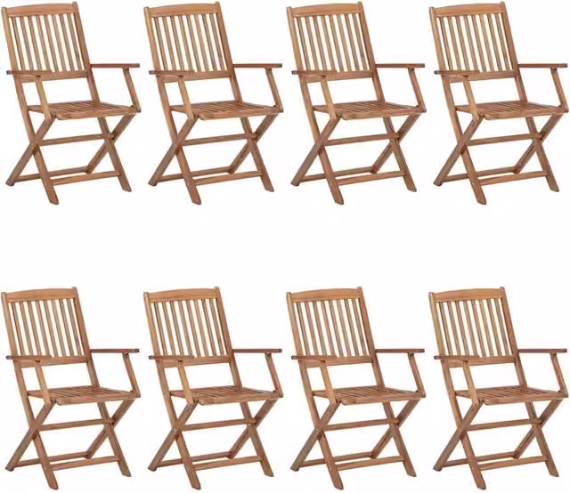 Sedie Pieghevoli 8 pz con Cuscini Massello Acacia 3074990