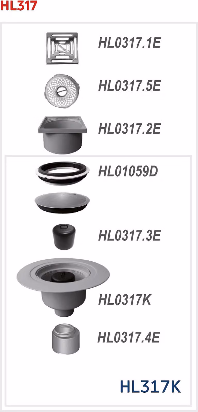 Scarico a pavimento HL Hutterer & Lechner, DN50/75/110 con uscita verticale, con flangia isolante, s