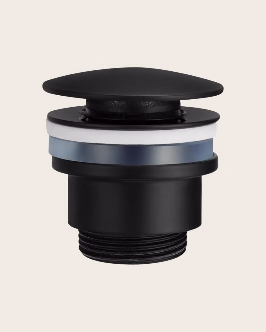 Piletta click clak per lavabo e bidet universale in ottone zama nero opaco