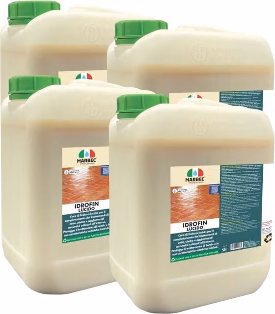 Cera per pavimenti Marbec Idrofin Lucido a base acquosa colore nero confezione da 4 x 5 l – 1