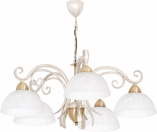 Lampadario Aurora Luminex crema 5 luci vetro oro E27