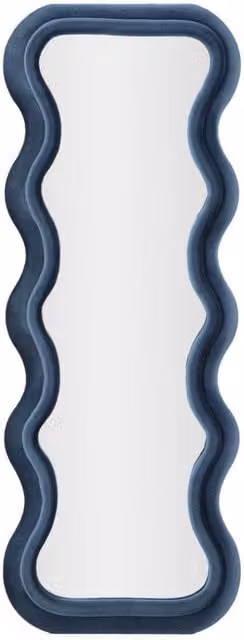 Specchio da Muro Emily Velluto Blu 60x6x160 cm in MDF e Poliestere e Specchio Blu