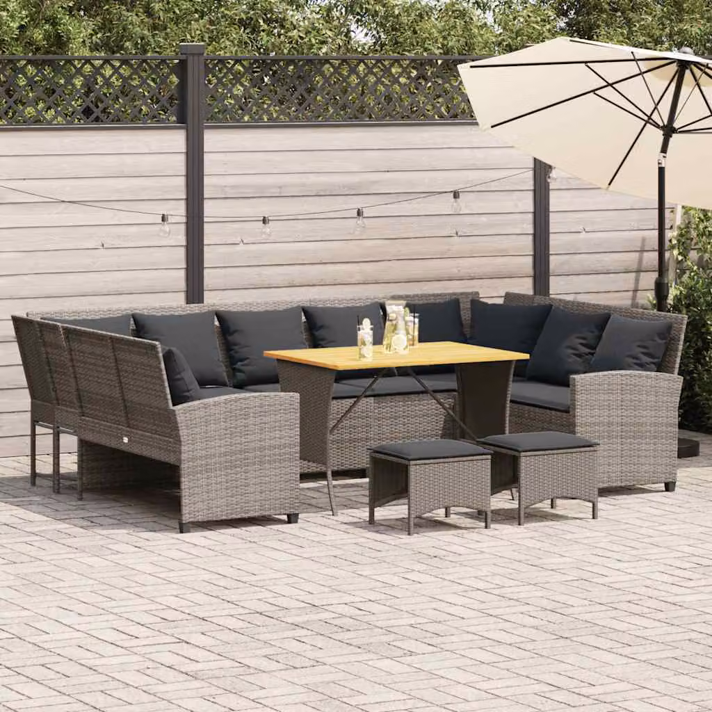 Maison Exclusive - Set da giardino 4 pezzi con cuscini Grigio Poly Rattan