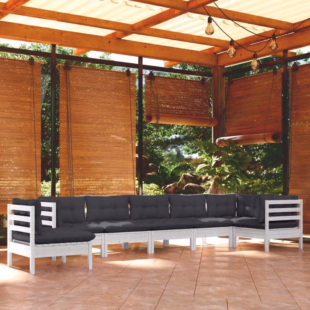 Maison Exclusive - Set Divani da Giardino 8 pz con Cuscini BiancLegno di Pino