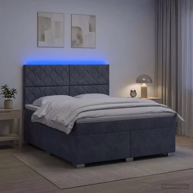 Letto box spring ibrido vidaXL con materasso a molle insacchettate e base contenitore, rivestimento in tessuto grigio, L/P: 180 x 200 cm – 1