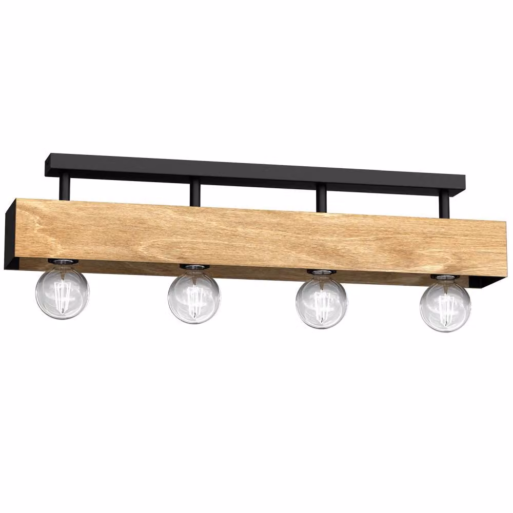 Lampada da soffitto a fascio di legno 76 cm quattro sfere di vetro Miluza 4xE27 15W Luminex