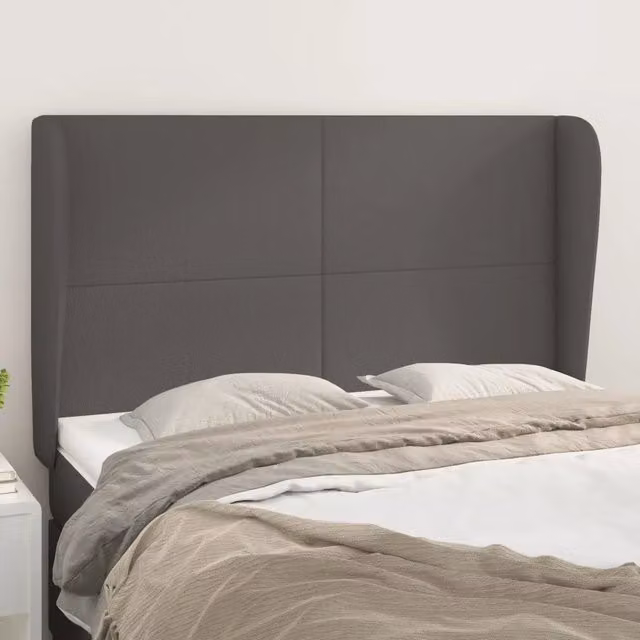 Testiera con Orecchie Design Mania in Similpelle Grigio L: 147 cm, P: 23 cm, H: 118/128 cm