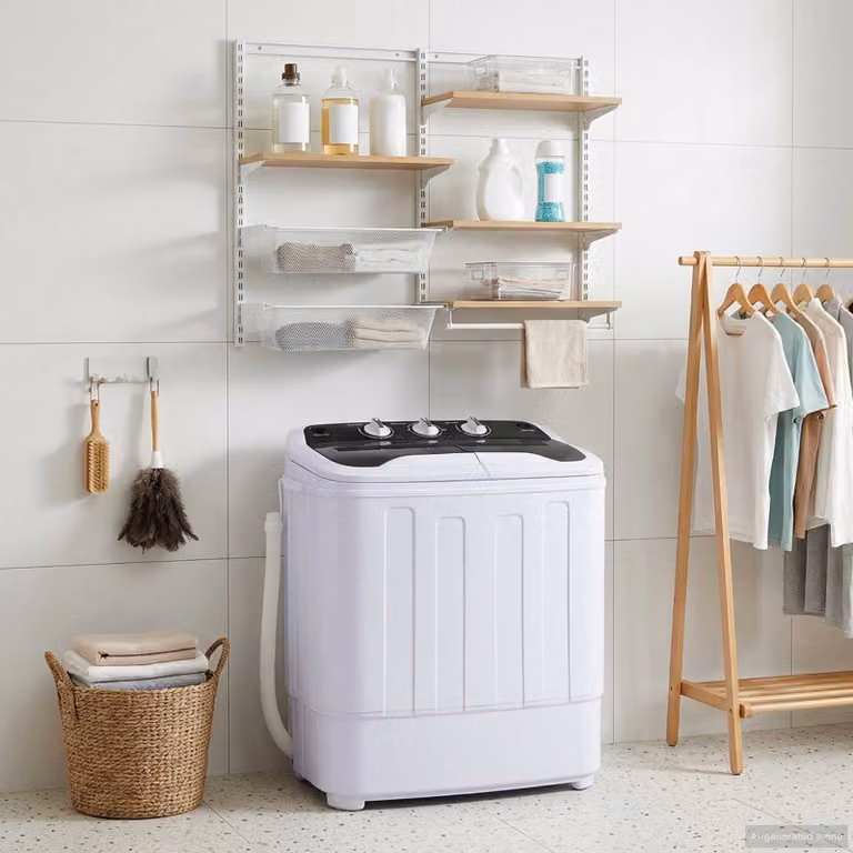 Mini lavatrice con doppio tubo vidaXL, capacità 3,6 kg, Nero e Bianco