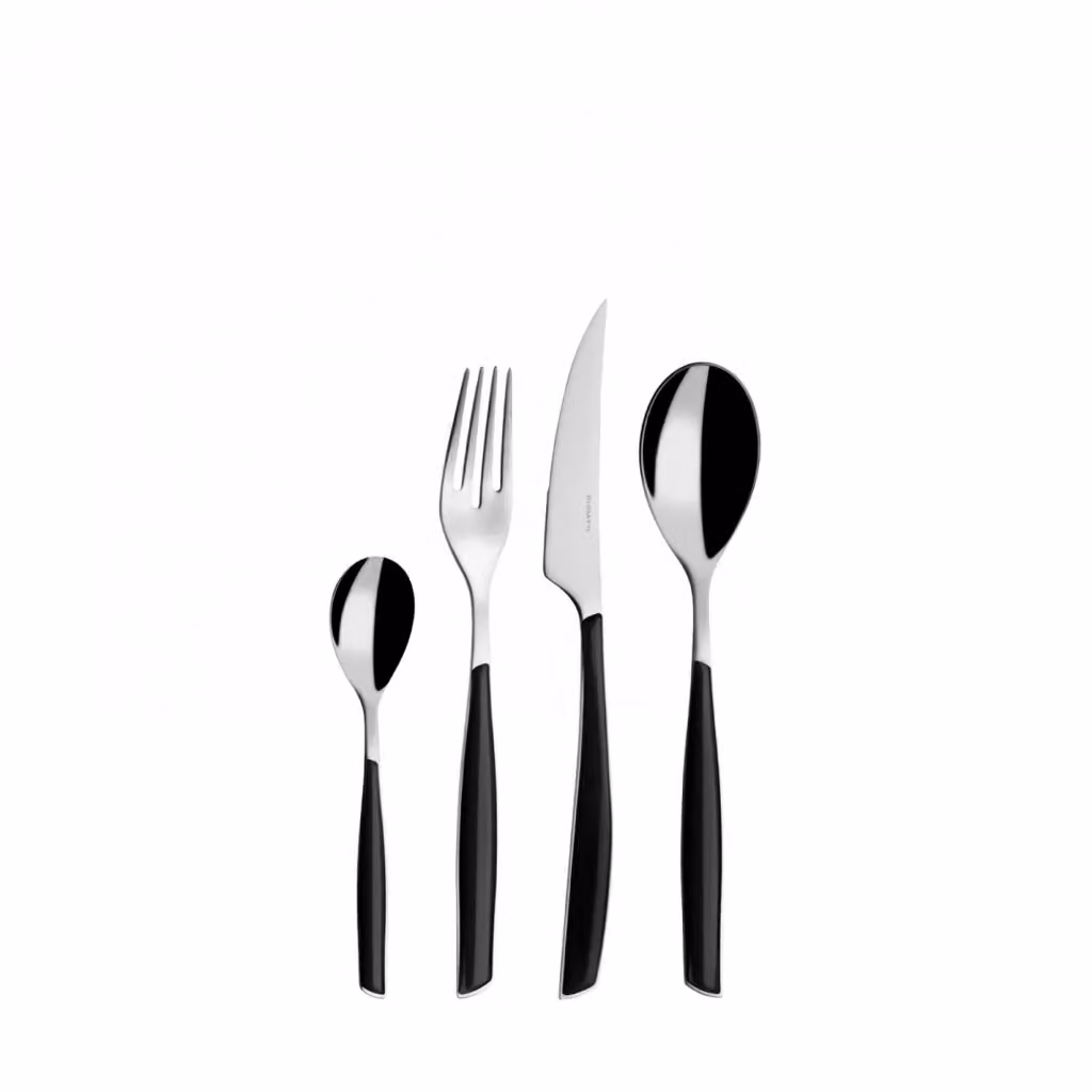 Set di posate Glamour Casa Bugatti 24 pezzi in acciaio inox rivestito nero con scatola Gallery – 2