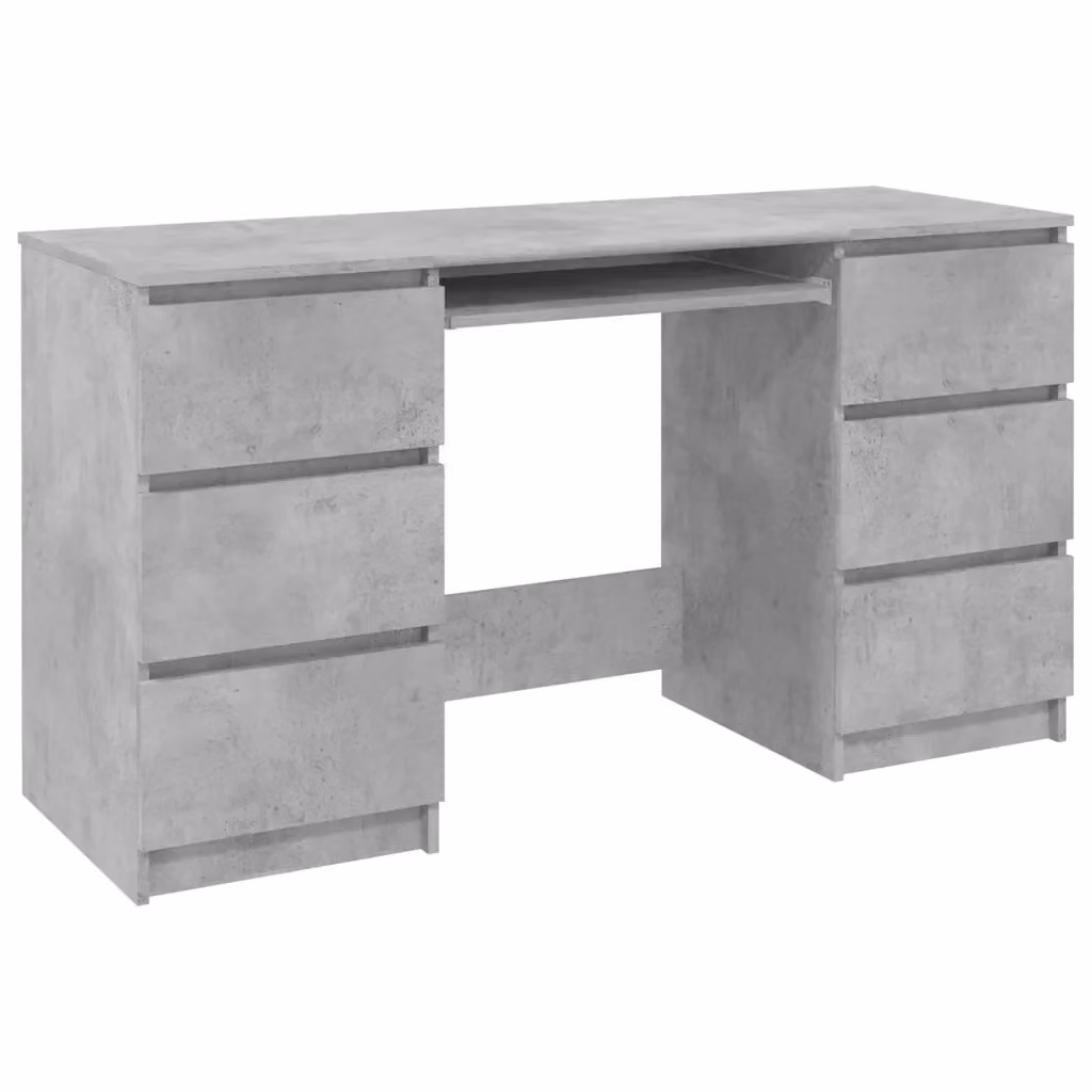 Scrivania moderna vidaXL con cassettiera, Grigio, L: 140 cm, P: 50 cm, H: 77 cm – 2