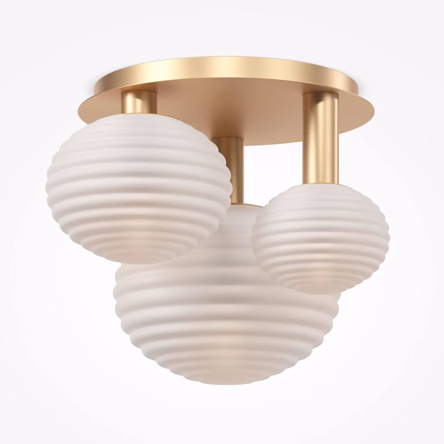 Lampada da soffitto in metallo e vetro L: 53,5 cm in bianco oro E14 Plafoniera moderna a 3 luci