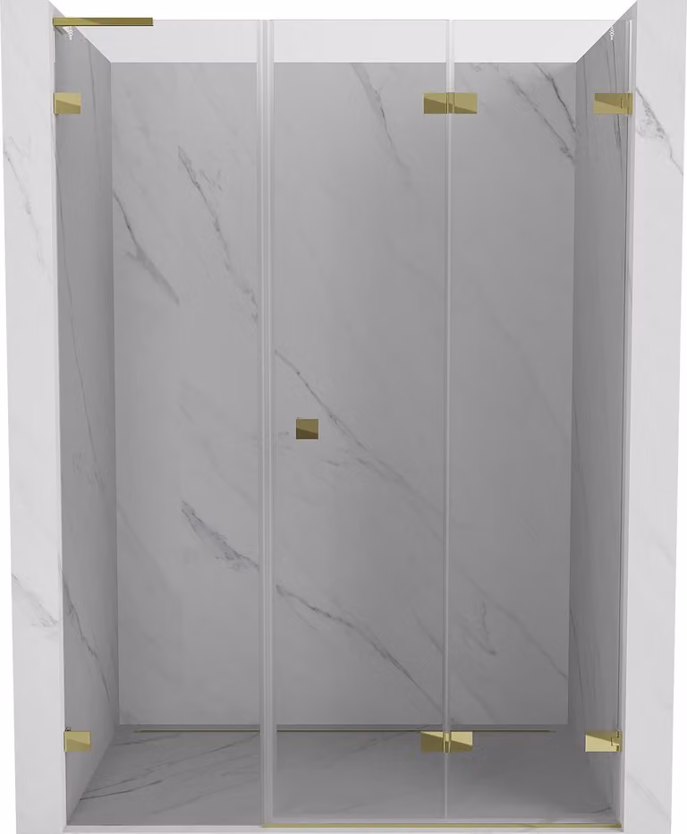Mexen Lunar-F L porta doccia pieghevole destra 145 cm, trasparente, dorata - 836SL-145-050-50-00-P