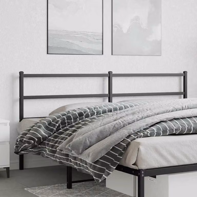 Testiera di ricambio vidaXL in metallo nero laccato, L: 206 cm, H: 90 cm, P: 3 cm