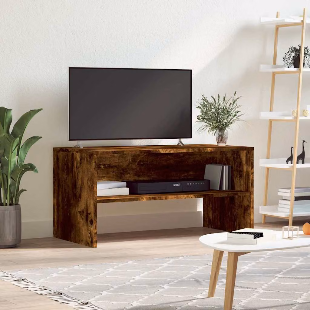 vidaXL Mobile Porta TV Rovere Fumo Marrone in Legno Multistrato L: 80 cm, P: 40 cm, H: 40 cm