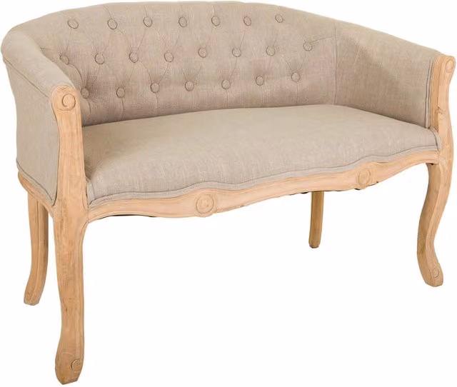 Divano in legno con rivestimento panna 107x61x70h