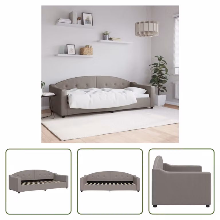 The Living Store Daybed Taupe 80x200 cm in tessuto