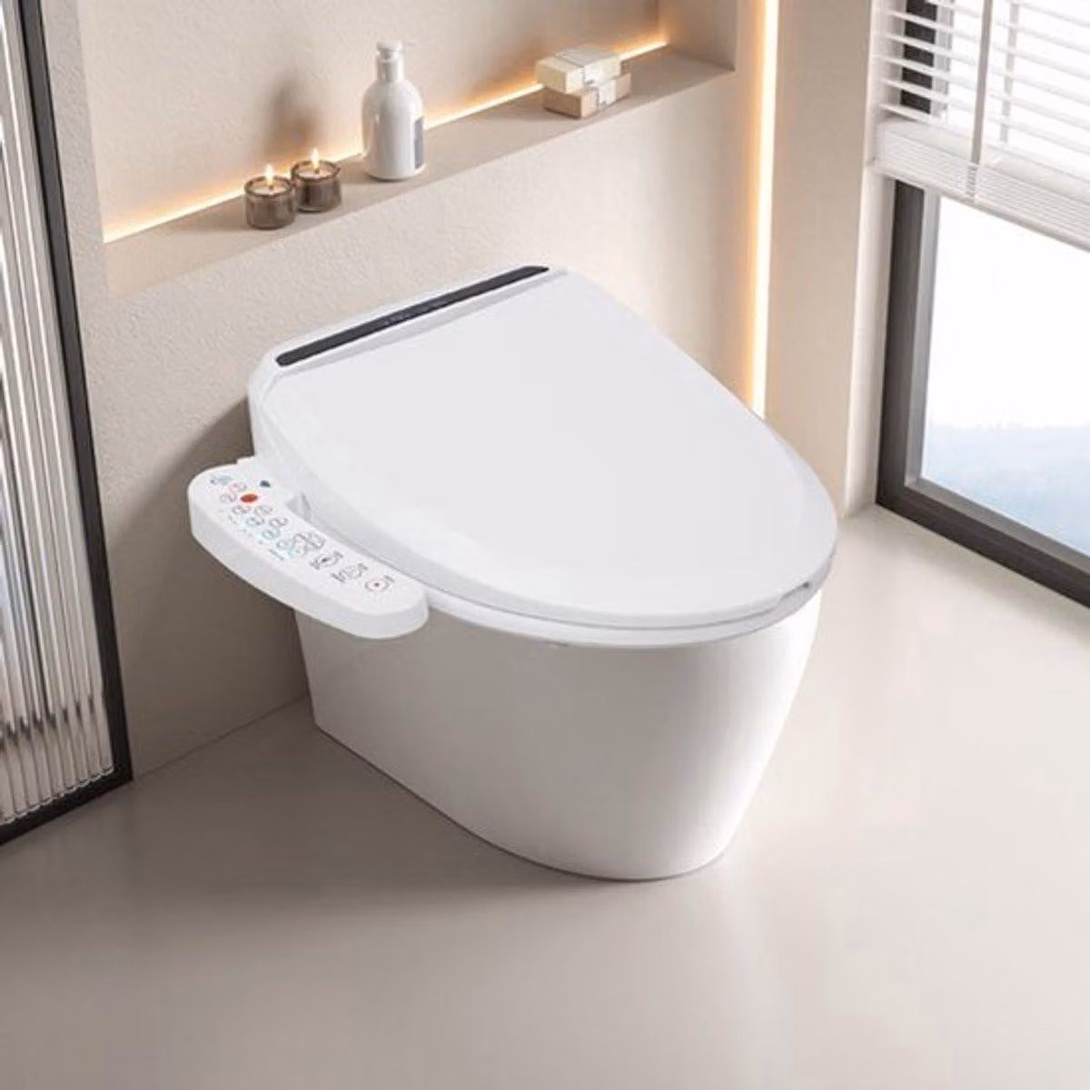 Copriwater elettrico con funzione bidet intelligente - Potenza: 1350W - Tensione: 220V - Per un'igiene e un comfort ottimali