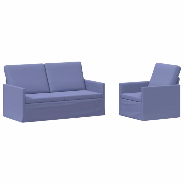 Set di 2 divani moderni vidaXL in tessuto blu jeans con struttura in metallo per il tuo soggiorno