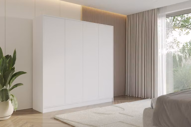 ALTDECOR Armadio GELE - 200x200x51 Bianco Armadio multiuso con moderni frontali lisci