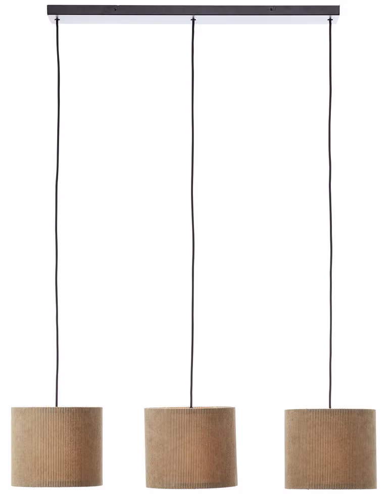 Brilliant 60100/22 Lampada a sospensione Tony a 3 luci Metallo/tessuto grigio/nero Adatta per lampadine a LED