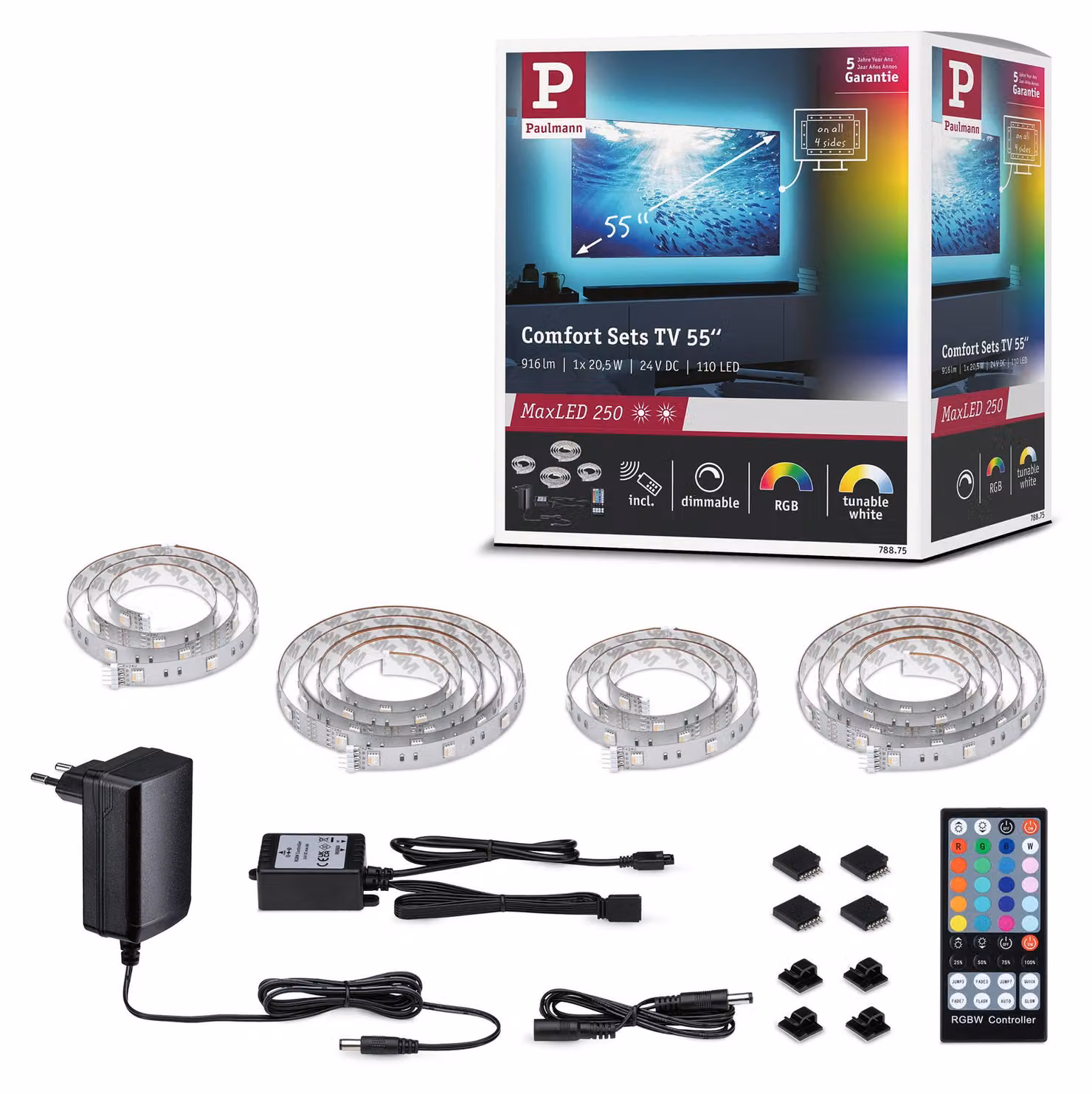 Paulmann MaxLED 250, kit base per striscia LED TV Comfort, per schermi da 55 pollici