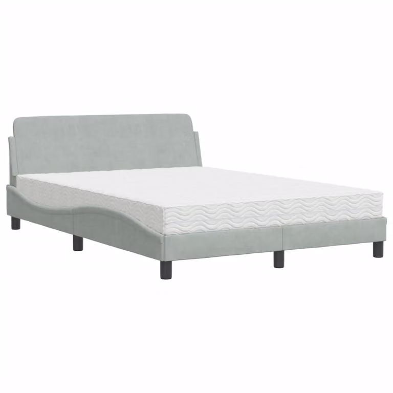 Letto con Materasso Dover Grigio Chiaro 120x200 cm in Velluto