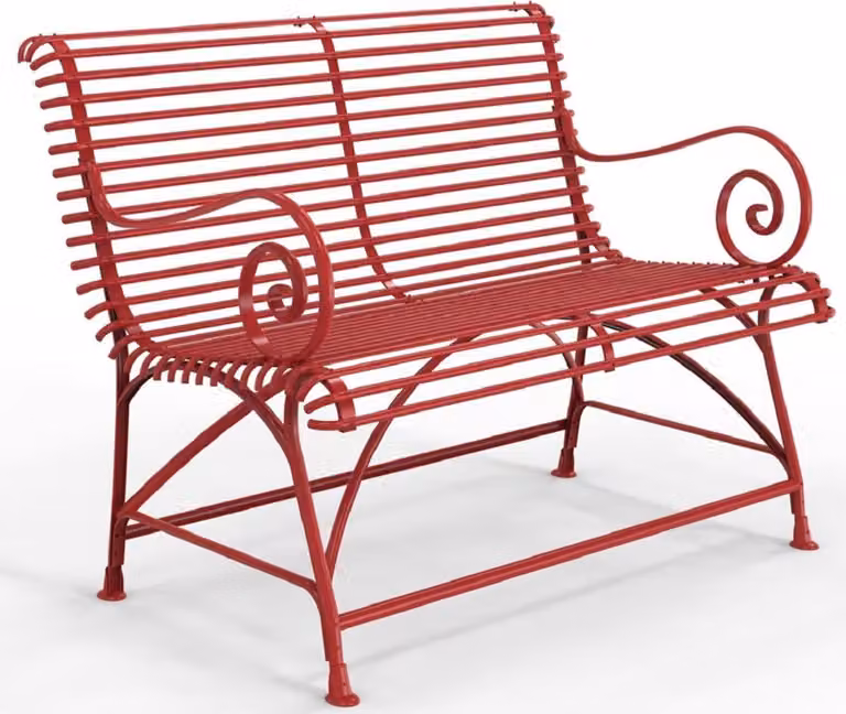 Casa Padrino Panca da giardino liberty 120 x 60 cm - Vari colori - Panca da giardino e patio in ferro battuto con schienale e braccioli - Mobili da giardino e patio liberty