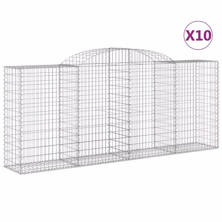Cesti Gabbioni ad Arco 10 pz 300x50x120/140 cm Ferro Zincato