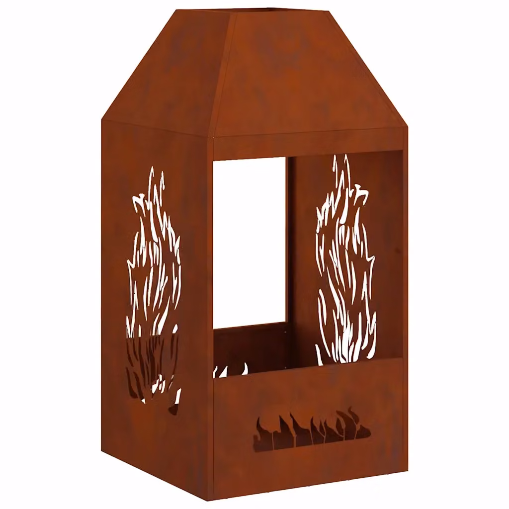 Chiminea vidaXL in acciaio marrone per legna L/P/H: 50 x 50 x 100 cm – 2