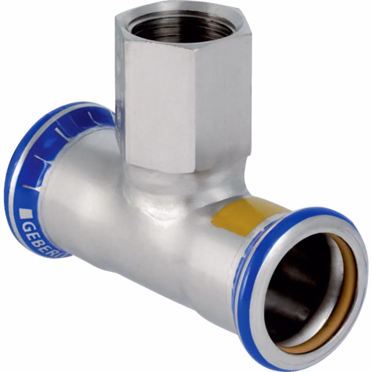 Geberit gas Raccordo a T Mapress d 22xRp 1/2, per gas naturale e in bottiglia, acciaio inox