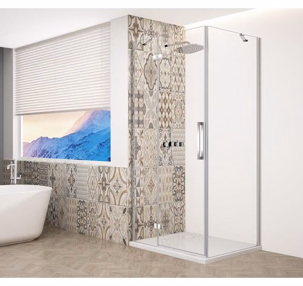 TRINITY CHROME Cabina doccia angolare 900x900 mm, ingresso angolare, vetro trasparente, sinistra