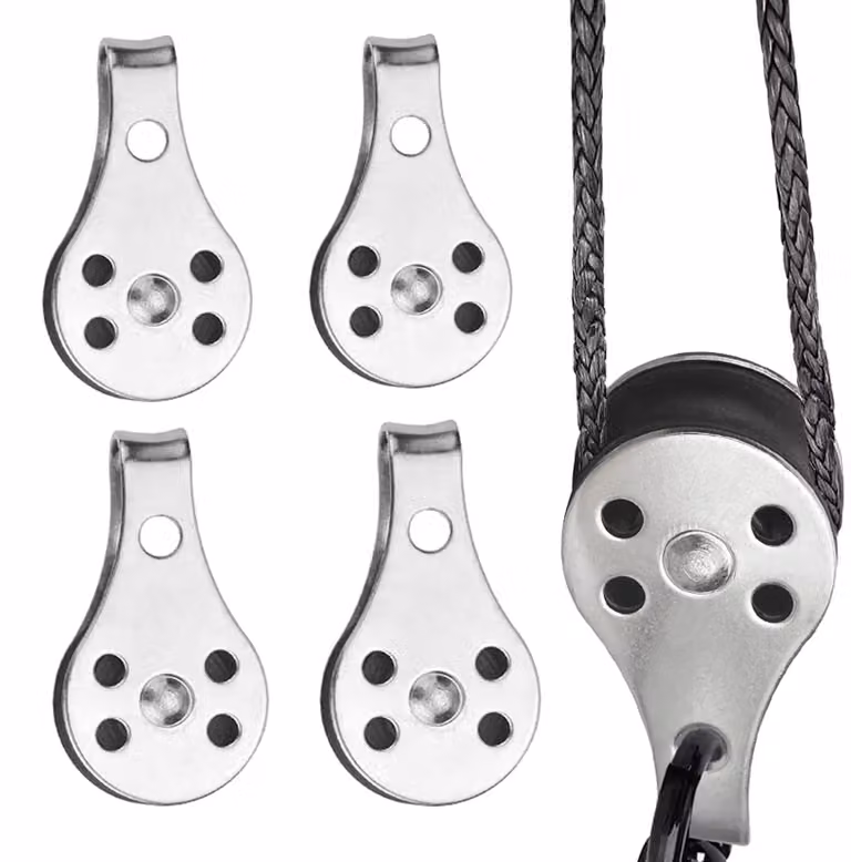 Set di 4 carrucole singole in acciaio inossidabile, con capacità di carico di 200 kg