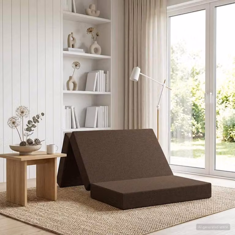 vidaXL Divano Letto Pieghevole Moderno in Tessuto Tortora L: 100 cm, P: 67 cm, H: 45 cm