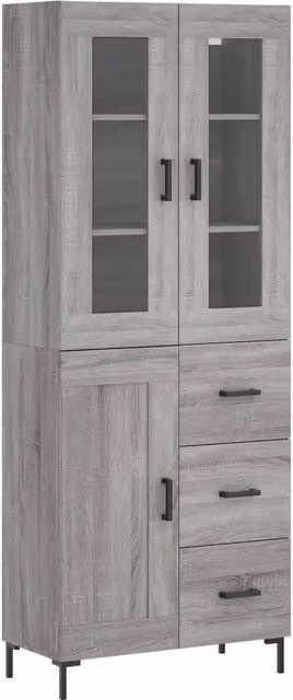 Credenza | Madia | Buffet da pranzo | Armadio da pranzo Grigio Sonoma 69,5x34x180 cm in Legno Multistrato