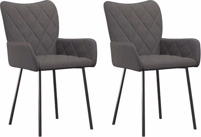 Set di 2 sedie da pranzo e cucina moderne in tessuto grigio con struttura in metallo e plastica
