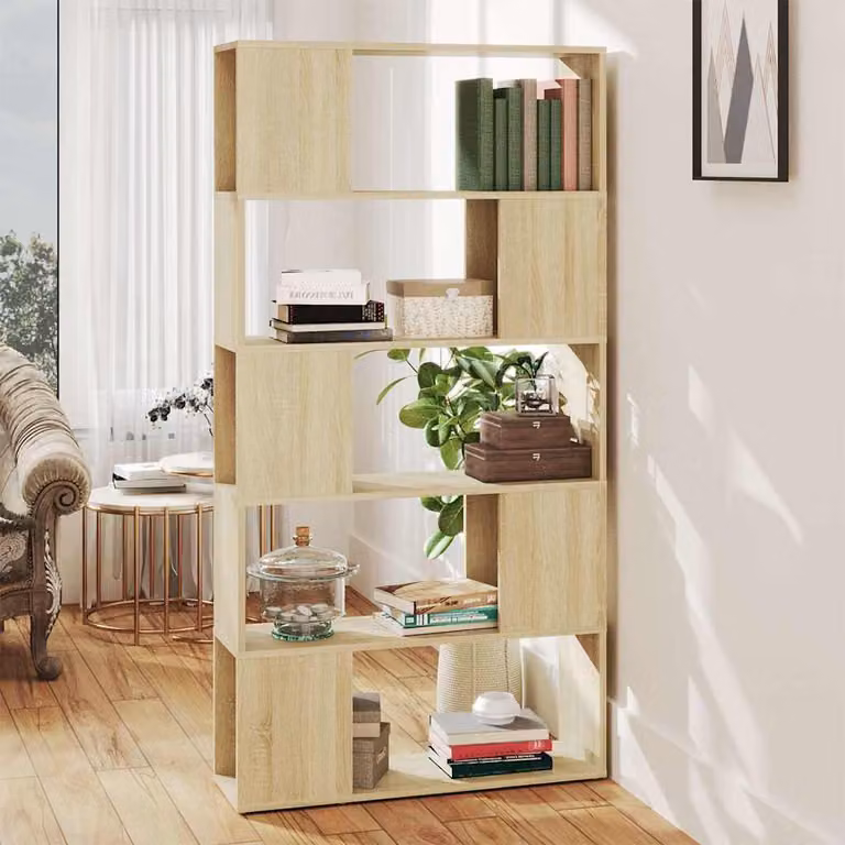 Libreria Divisorio vidaXL in Rovere Sonoma, Colore Marrone e Beige, L 80 cm x P 24 cm x H 155 cm