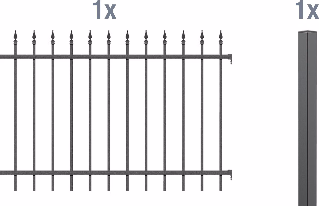 Alberts 510374 Set di prolunghe per recinzione Chaussee, per la posa nel calcestruzzo, antracite, altezza 120 cm, lunghezza 2 m