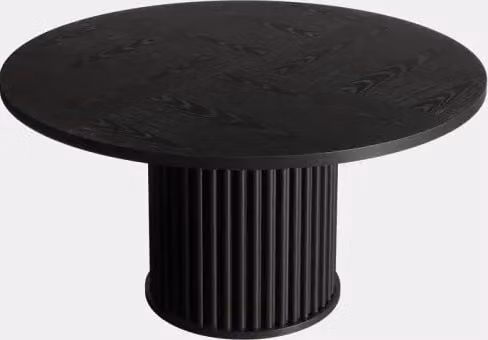 Tavolo da pranzo rotondo nero in MDF con base in metallo massiccio, 120x120x75 cm
